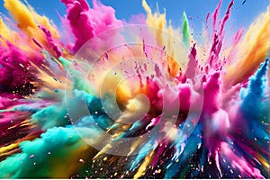 Colorful smoke of all kind spreading all around representing Indian Culture of Holi photo