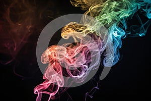 Colorful smoke on dark background photo
