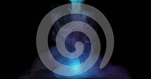 Colorful smoke on dark background., 3d rendering