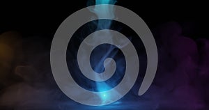 Colorful smoke on dark background., 3d rendering