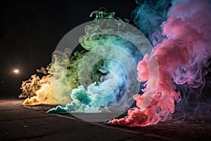 Colorful smoke with flash photo