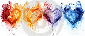 Colorful Smoke Hearts Array - Artistic Love Concept. Concept Love Photography, Colorful Hearts,