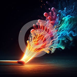 Colorful Smoke Plume Matchstick