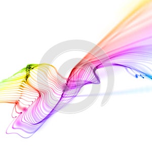 Colorful smooth linear waves isolated over white