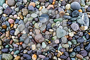 Colorful smooth rocks on the beach