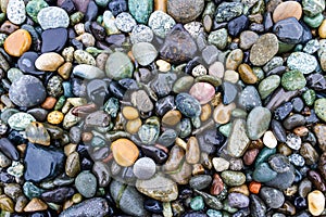 Colorful smooth rocks on the beach