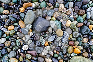 Colorful smooth rocks on the beach