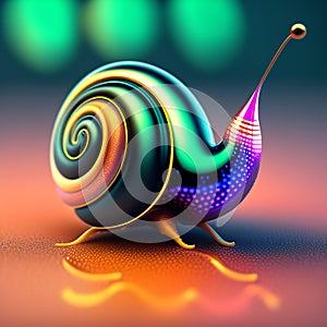 A colorful snail with a long horn - Ai generated images