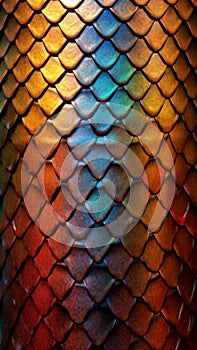 Colorful Snake skin textured background. Lizard, reptile scales. Concepts of texture, fantasy textures, iridescence