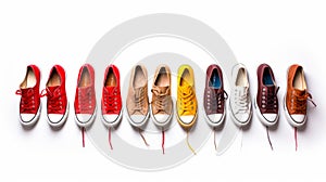 Colorful Sneakers On White Background - Vibrant Footwear Collection