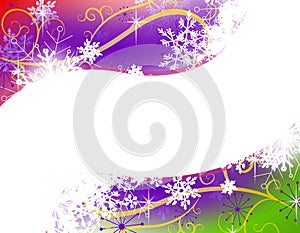 Colorful Snowflake Swoosh Border Background