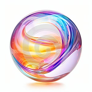 Colorful Soap Bubble with Rainbow Reflection Isolated on White. Generative ai