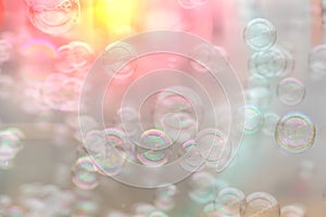 Colorful soap bubbles from the bubble blower