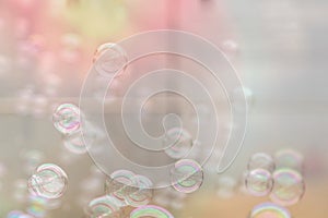 Colorful soap bubbles from the bubble blower