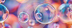Colorful soap bubbles in vibrant lighting, abstract art concept