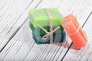 Colorful soap in different colors