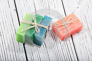 Colorful soap in different colors