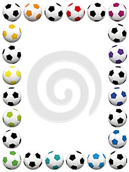 Colorful Soccer Balls Vertical Frame