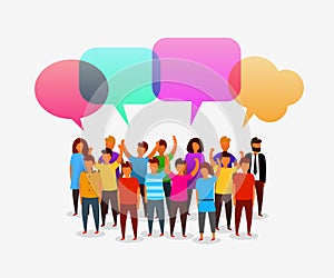 Colorful social network people with speech bubbles.Business social networking and communication concept.