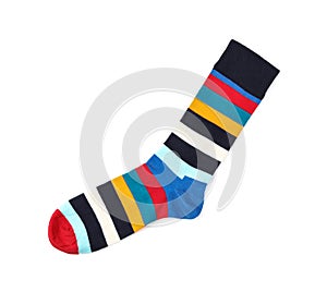 Colorful sock on white background