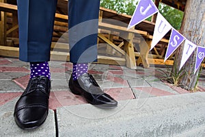 Colorful socks of groom