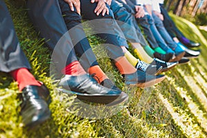 Colorful socks of groomsmen