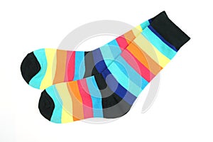 Colorful socks isolated on white background