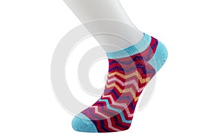 Colorful socks isolated on white background. Different colors of socks are red, green, yellow, blue, etc. winter accessories.