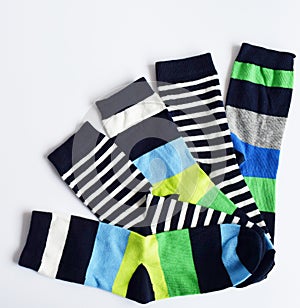 Colorful socks on pure white background