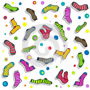 Colorful socks vector pattern