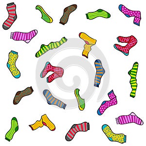 Colorful socks vector pattern