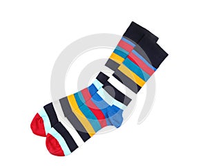 Colorful socks on white background
