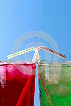 Colorful soda fizzy drinks