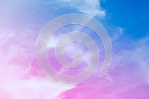 Colorful soft focus of cloud and sky in pastel vintage and retro style for backdrop background