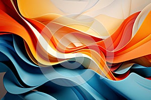 Colorful of soft orange and blue paper background. Abstract art composition. AI generated
