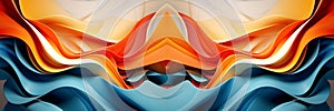 Colorful of soft orange and blue paper background. Abstract art composition. Banner for design. Copy space. AI generated