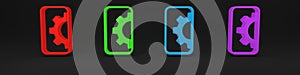 Colorful Software, web development, programming concept icon isolated on black background. Programming language and