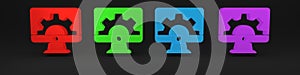 Colorful Software, web development, programming concept icon isolated on black background. Programming language and