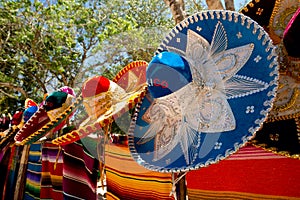 Colorful sombreros and ponchos