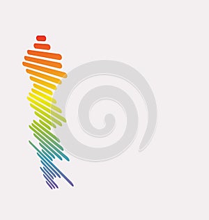 Colorful sound waves. Isolated design symbol. Rainbow music background. Music wave player. Color equalizer element. .Jpeg