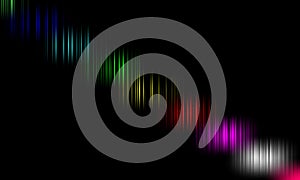 Colorful sound waves vector design.digital equalizer audio sound waves on black background, stereo sound effect signal.