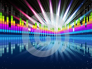 Colorful Soundwaves Background Shows Music Frequencies And Bright Beams.