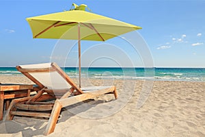 Colorful South Beach Umbrella and Lounge Chair