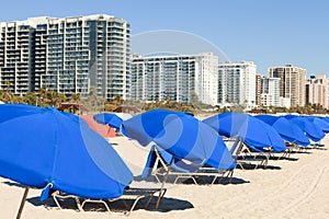 Colorful South Beach Umbrellas and Lounge Chairs