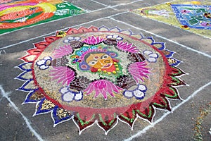 Colorful south Indian painting kolam
