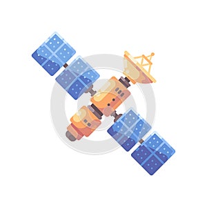 Colorful space satellite illustration. Space technology flat icon