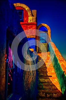 Colorful Spanish Style Architecture with Stairs