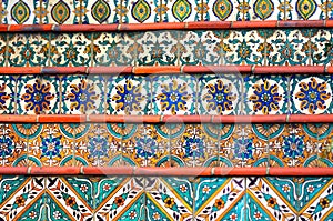 Colorful Spanish tiles decoration on stairway