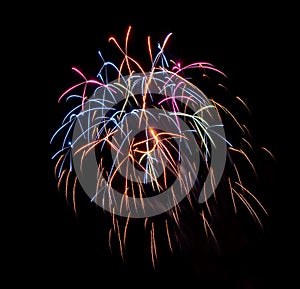 Colorful sparkle fireworks in night sky