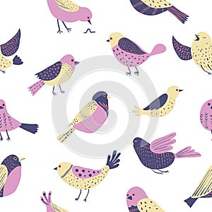 COLORFUL SPARROW BIRL SEAMLESS PATTERN